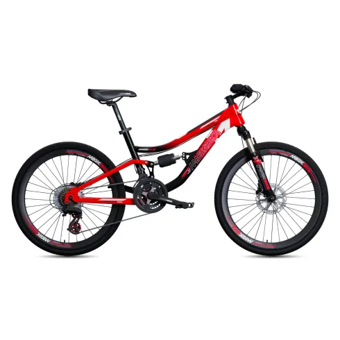 Mountain Bike 24 Pollici Rosso Nero con Cambio Shimano 21 Velocità