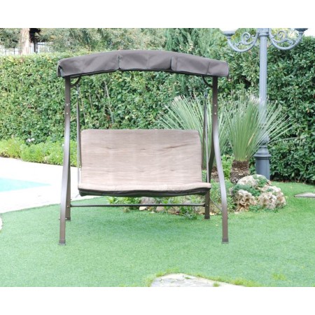 Dondolo 2 Posti da Giardino Terrazzo 160x112 Ferro Seduta Cuscino Telo Tettuccio