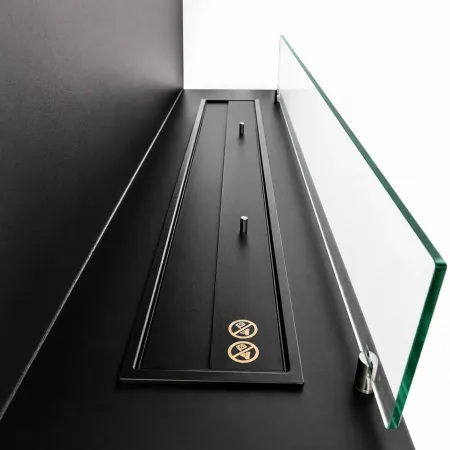 Camino Bioetanolo da Incasso Frontale 150x30 cm 4kW Nero Bruciatore 3L