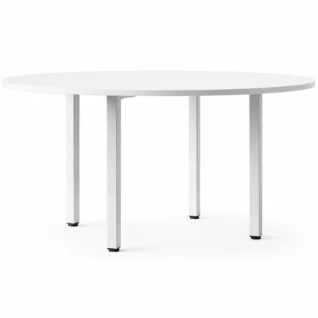 Tavolo Rotondo da Pranzo 120x120 cm Bianco Gambe Alluminio Regolabili
