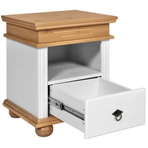 Comodino con Cassetto per Camera da Letto in Legno Bianco Rovere 2