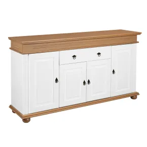 Madia 4 Ante con Cassetto Legno Bianco Rovere Credenza da Soggiorno