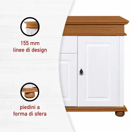 Madia 4 Ante con Cassetto Legno Bianco Rovere Credenza da Soggiorno
