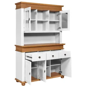 Credenza Vetrina con Ante Cassetti Ripiani in Legno Bianco Rovere 2