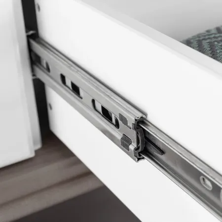 Comodino con Cassetto per Camera da Letto in Legno Bianco Grigio