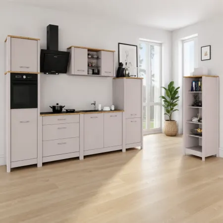 Pensile Cucina Beige Rovere con Ripiani in Vetro 2 Ante 130x33x57,5 cm