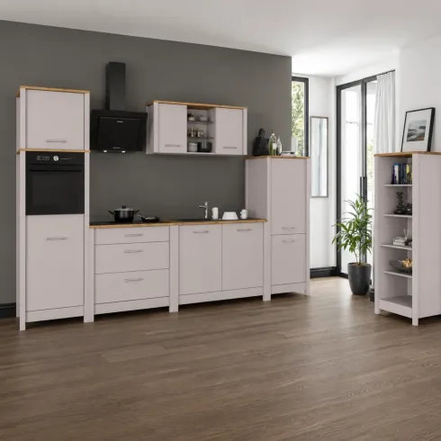 Pensile Cucina Beige Rovere con Ripiani in Vetro 2 Ante 130x33x57,5 cm