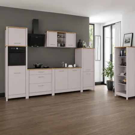Pensile Cucina Beige Rovere con Ripiani in Vetro 2 Ante 130x33x57,5 cm