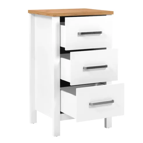 Cassettiera 3 Cassetti 53x45x92 cm Bianco Rovere per Camera da Letto
