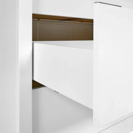 Vetrina 1 Anta 2 Cassetti da Soggiorno Ripiani in Vetro Bianco Rovere