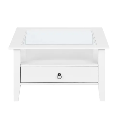 Tavolino in Vetro da Caffe 75x75 Bianco Tavolo Legno Divano Soggiorno Quadrato | BricoShop24