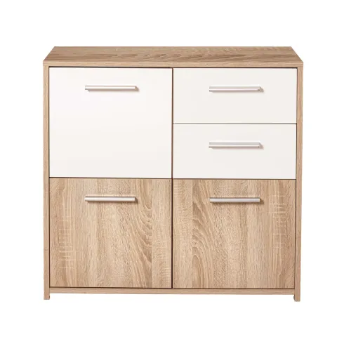 Mobile Bianco Rovere 3 Ante 2 Cassetti Credenza Buffet Moderna Dispensa Salotto | BricoShop24