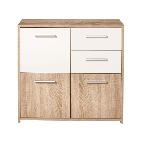 Mobile Bianco Rovere 3 Ante 2 Cassetti Credenza Buffet Moderna Dispensa Salotto | BricoShop24
