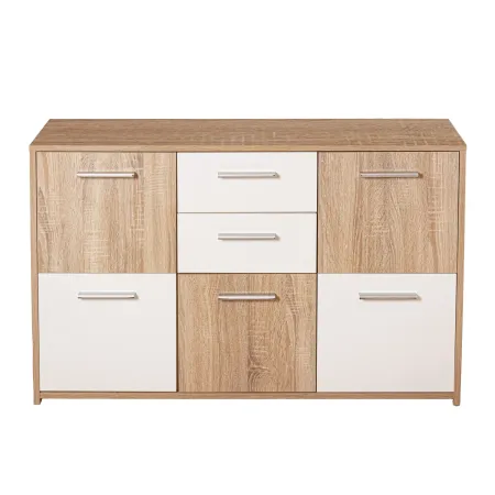 Buffet Mobile Moderno Bianco e Rovere con Ante Cassetti da Salotto