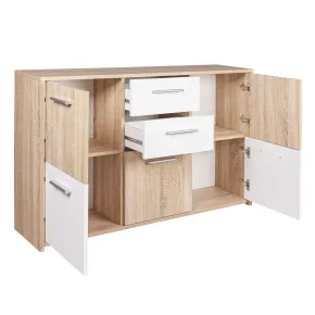 Buffet Mobile Moderno Bianco e Rovere con Ante Cassetti da Salotto 2