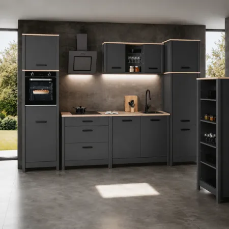 Pensile Cucina Singolo Antracite Rovere con Anta Soft-Close 70x60 cm