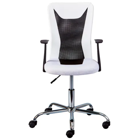 Poltrona Traspirante e Regolabile Sedia da Ufficio Bianco con Ruote