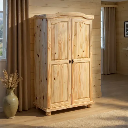 Armadio 2 Ante in Legno Massello Appendiabiti Camera da Letto Cabina Guardaroba | BricoShop24