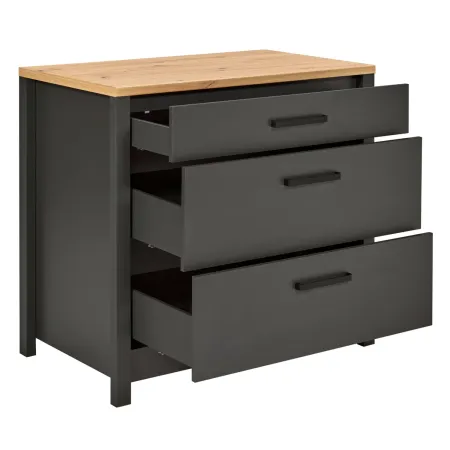 Mobile Cucina con Base Piano cottura Pensile Sottolavello Antracite Rovere