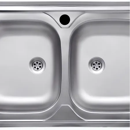 Lavello da Appoggio 80x50 cm 2 Vasche in Acciaio Inox per Cucina