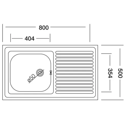 Lavandino Lavello da Cucina 80x50 cm 1 vasca con Gocciolatoio Destro