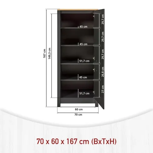 Cucina Componibile in Legno Antracite Rovere 6 Mobili Pensili Colonne