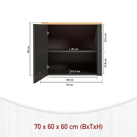 Cucina Componibile in Legno Antracite Rovere 6 Mobili Pensili Colonne
