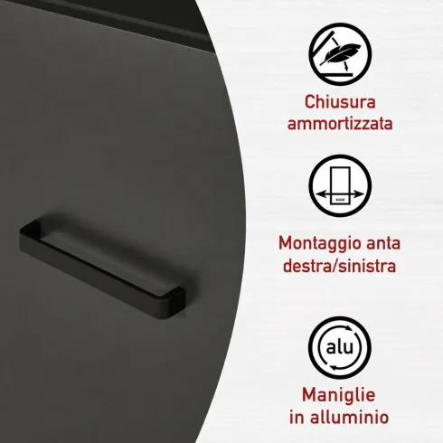 Cucina Componibile in Legno Antracite Rovere 6 Mobili Pensili Colonne