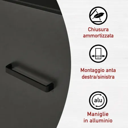 Cucina Componibile in Legno Antracite Rovere 7 Mobili Pensili Colonne