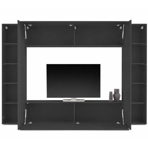 Mobile Porta TV Parete Attrezzata da Soggiorno Antracite Opaco 260 cm