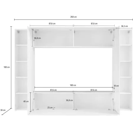 Mobile Porta TV Parete Attrezzata da Soggiorno Antracite Opaco 260 cm