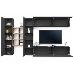 Parete Attrezzata Soggiorno Porta TV Libreria 320x30x180 cm Antracite 2