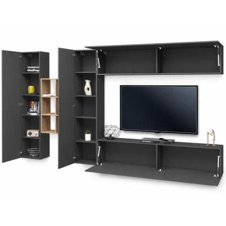 Parete Attrezzata Soggiorno Porta TV Libreria 320x30x180 cm Antracite