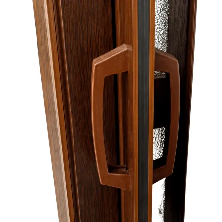 Porta a Soffietto PVC Noce Venato 84x215 cm con Inserti Trasparenti