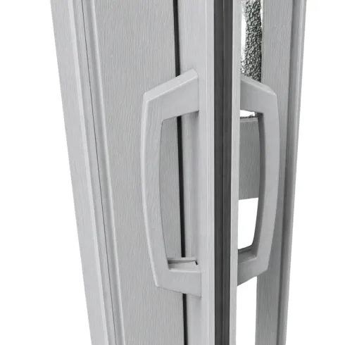 Porta a Soffietto PVC Bianco Venato 84x215 cm con Inserti Trasparenti