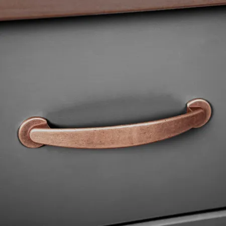 Credenza Grigia Alta Mobile 3 Ante con Cassetti Vetrina Cucina Contenitore Legno | BricoShop24