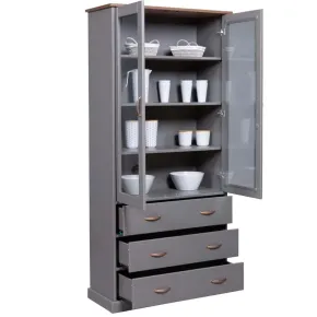 Vetrina Credenza Grigia Alta Mobile 2 Ante con Cassetti da Cucina | BricoShop24 2