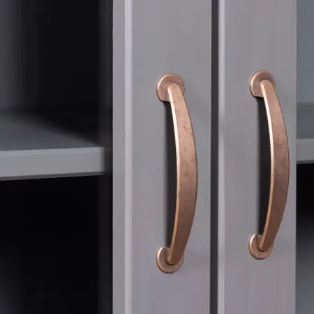 Vetrina Credenza Grigia Alta Mobile 2 Ante con Cassetti da Cucina | BricoShop24