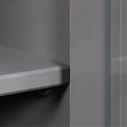 Vetrina Credenza Grigia Alta Mobile 2 Ante con Cassetti da Cucina | BricoShop24