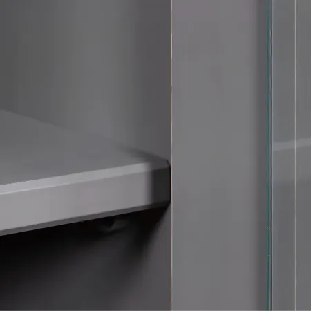 Vetrina Credenza Grigia Alta Mobile 2 Ante con Cassetti da Cucina | BricoShop24