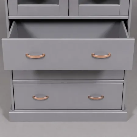 Vetrina Credenza Grigia Alta Mobile 2 Ante con Cassetti da Cucina | BricoShop24
