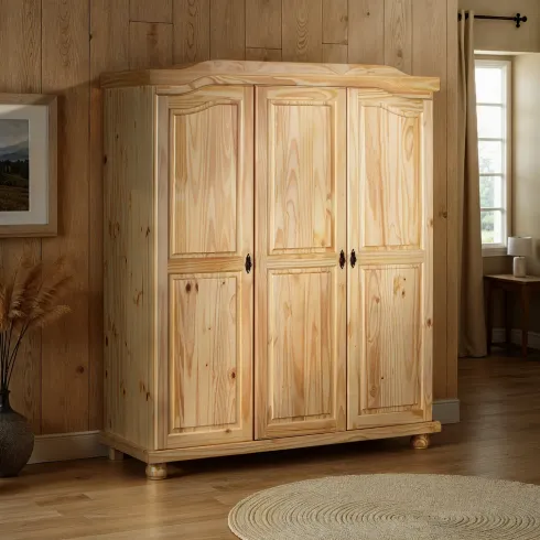 Armadio a 3 Ante in Legno Appendiabiti Mobile Camera da Letto Cabina Guardaroba | BricoShop24