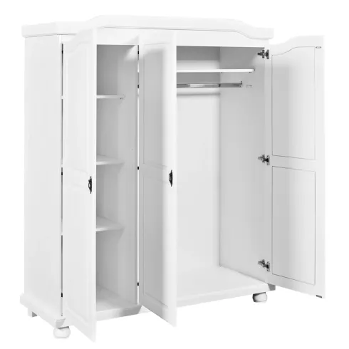 Armadio a 3 Ante Bianco Legno Appendiabiti Mobile Camera Letto Cabina Guardaroba | BricoShop24
