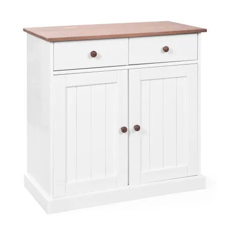 Mobile Credenza 2 Ante 2 Cassetti Bianco Noce Madia Dispensa Buffet da Cucina | BricoShop24