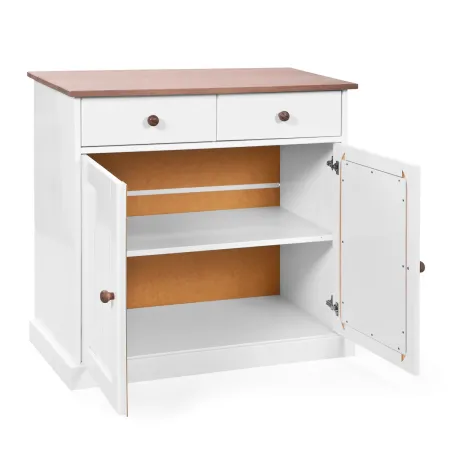Mobile Credenza 2 Ante 2 Cassetti Bianco Noce Madia Dispensa Buffet da Cucina | BricoShop24
