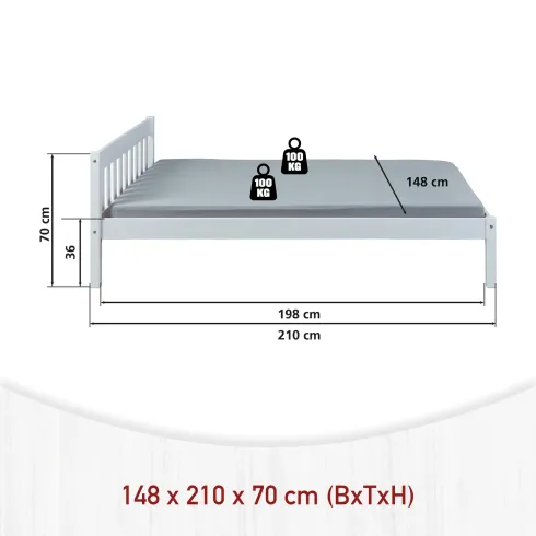 Struttura Letto alla Francese 140x200 Bianco una Piazza e Mezza Cameretta Bimbi | BricoShop24