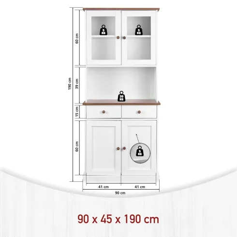 Mobile 2 Ante con Cassetti Bianca Credenza Alta Vetrina Ingresso Moderna Legno | BricoShop24