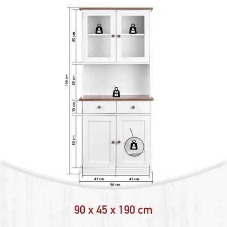 Mobile 2 Ante con Cassetti Bianca Credenza Alta Vetrina Ingresso Moderna Legno | BricoShop24