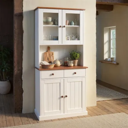Mobile 2 Ante con Cassetti Bianca Credenza Alta Vetrina Ingresso Moderna Legno | BricoShop24