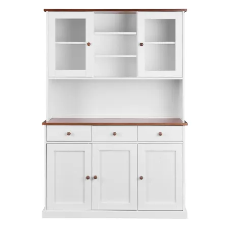 Mobile a 3 Ante 3 Cassetti Bianca Credenza Alta con Vetrina da Soggiorno Cucina | BricoShop24